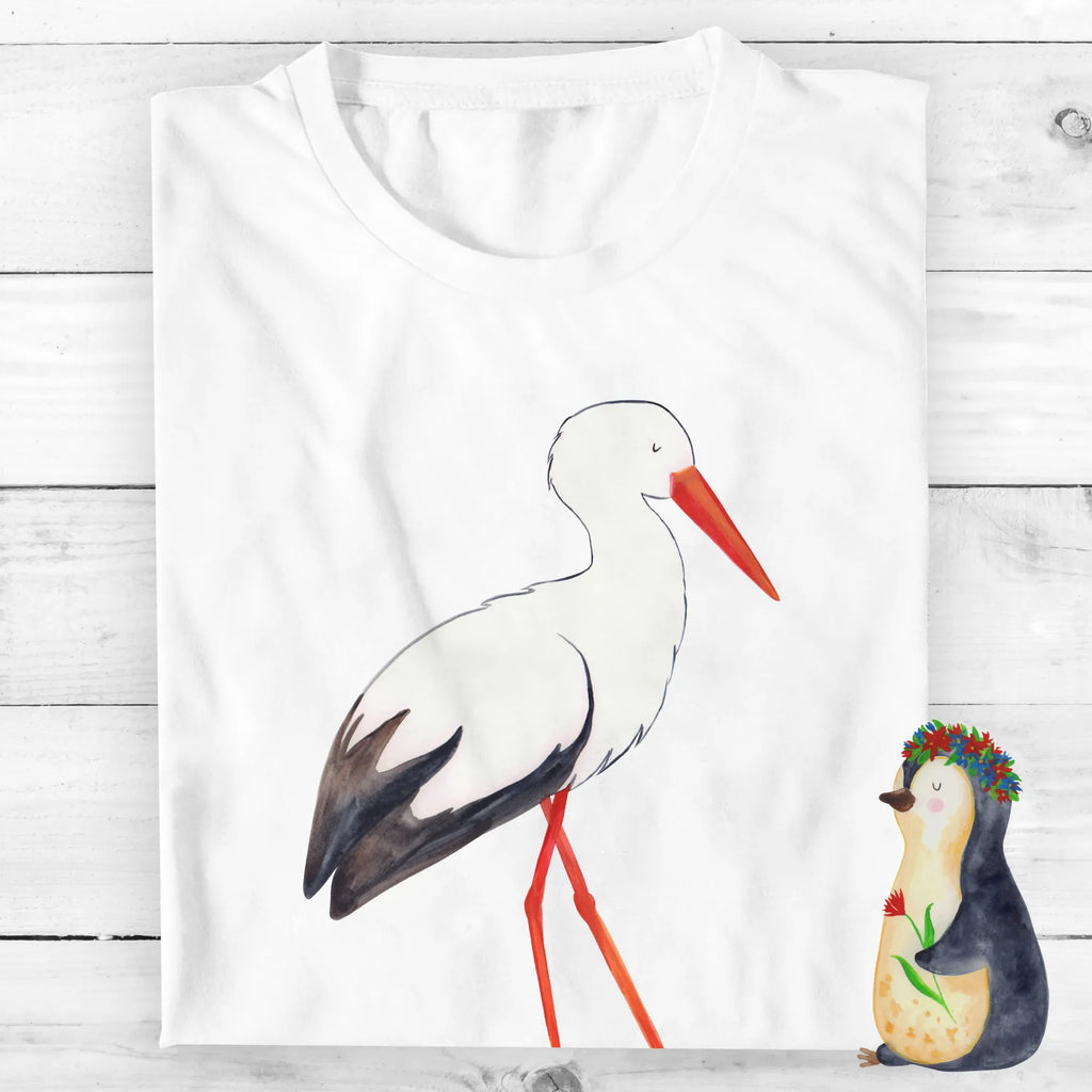 Personalisiertes T-Shirt Storch T-Shirt Personalisiert, T-Shirt mit Namen, T-Shirt mit Aufruck, Männer, Frauen, Wunschtext, Bedrucken, Tiermotive, Gute Laune, lustige Sprüche, Tiere, Storch, Störche, Schwangerschaft, Geburt, Mutter, Mütter, Mutter werden, Schwanger, Babybauch, Baby