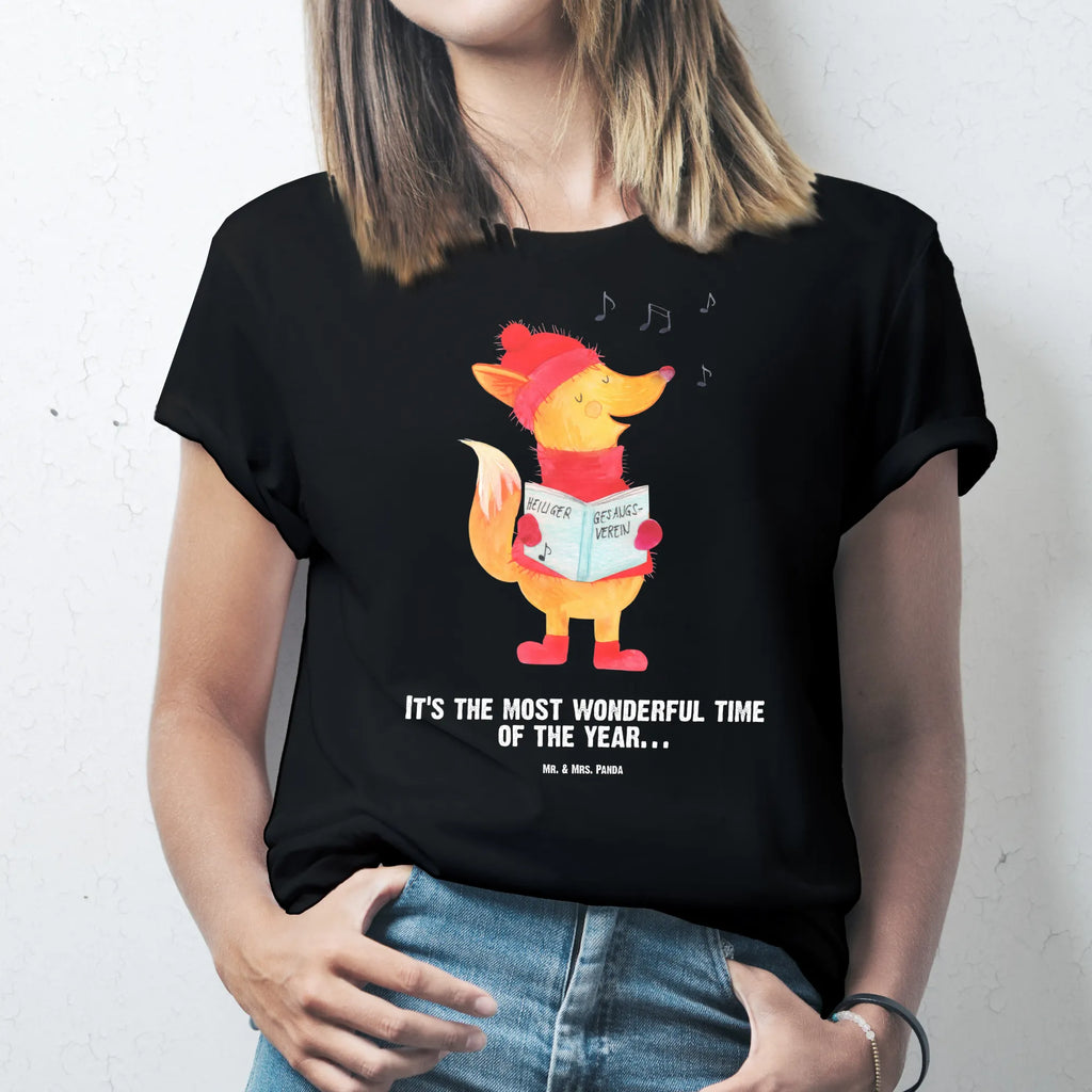 Personalisiertes T-Shirt Fuchs Sänger T-Shirt Personalisiert, T-Shirt mit Namen, T-Shirt mit Aufruck, Männer, Frauen, Wunschtext, Bedrucken, Winter, Weihnachten, Weihnachtsdeko, Nikolaus, Advent, Heiligabend, Wintermotiv, Fuchs, Füchse, Sänger, Geschenk Sänger, Singen, Weihnachtslieder