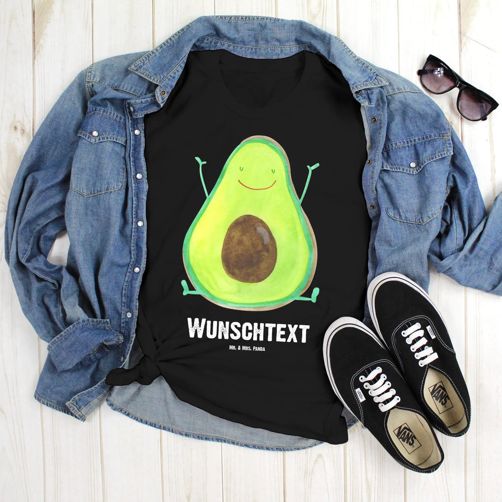 Personalisiertes T-Shirt Avocado Happy T-Shirt Personalisiert, T-Shirt mit Namen, T-Shirt mit Aufruck, Männer, Frauen, Wunschtext, Bedrucken, Avocado, Veggie, Vegan, Gesund, Chaos