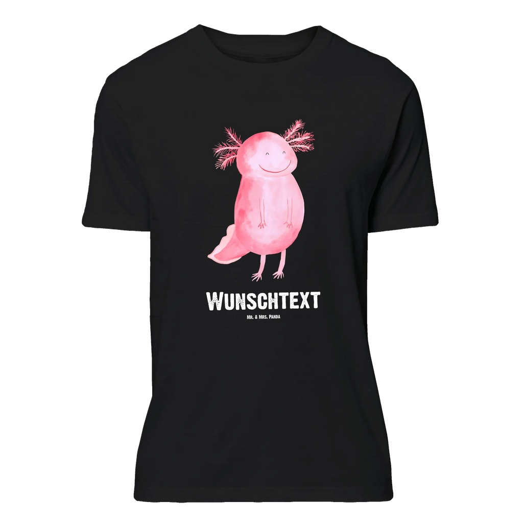 Personalisiertes T-Shirt Axolotl glücklich T-Shirt Personalisiert, T-Shirt mit Namen, T-Shirt mit Aufruck, Männer, Frauen, Wunschtext, Bedrucken, Axolotl, Molch, Axolot, Schwanzlurch, Lurch, Lurche, Motivation, gute Laune