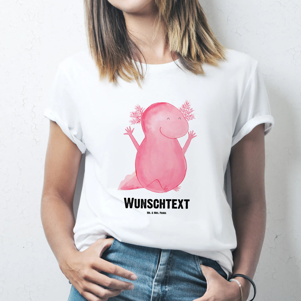 Personalisiertes T-Shirt Axolotl Hurra T-Shirt Personalisiert, T-Shirt mit Namen, T-Shirt mit Aufruck, Männer, Frauen, Wunschtext, Bedrucken, Axolotl, Molch, Axolot, Schwanzlurch, Lurch, Lurche, fröhlich, Spaß, Freude, Motivation, Zufriedenheit