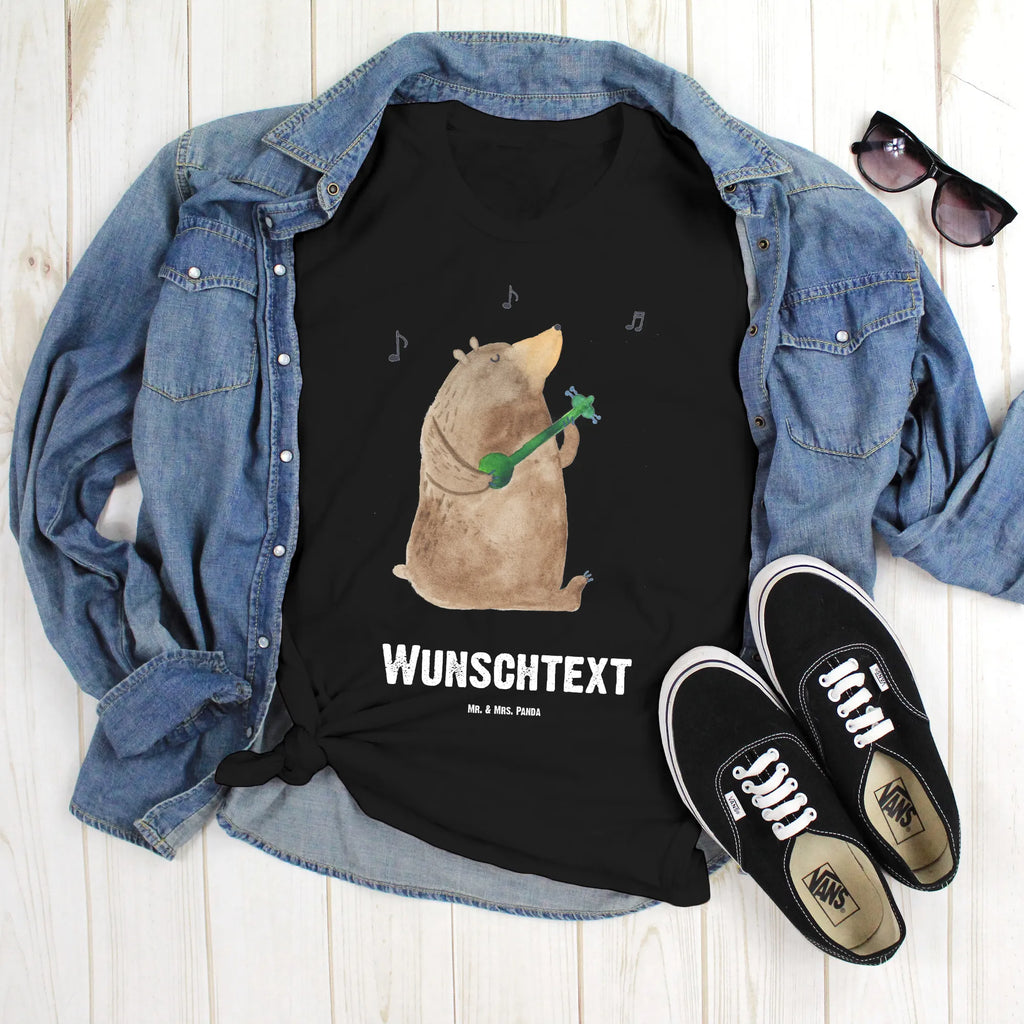 Personalisiertes T-Shirt Bär Gitarre T-Shirt Personalisiert, T-Shirt mit Namen, T-Shirt mit Aufruck, Männer, Frauen, Wunschtext, Bedrucken, Bär, Teddy, Teddybär