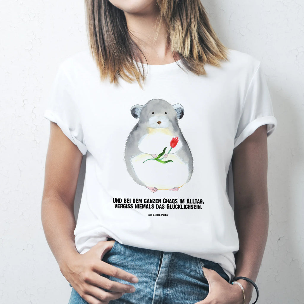 Personalisiertes T-Shirt Chinchilla mit Blume T-Shirt Personalisiert, T-Shirt mit Namen, T-Shirt mit Aufruck, Männer, Frauen, Wunschtext, Bedrucken, Tiermotive, Gute Laune, lustige Sprüche, Tiere, Chinchilla, Chinchillas, Liebeskummer, Kummer, Depressionen, traurig sein, Chaos, Glücklichsein, Büro, Büroalltag