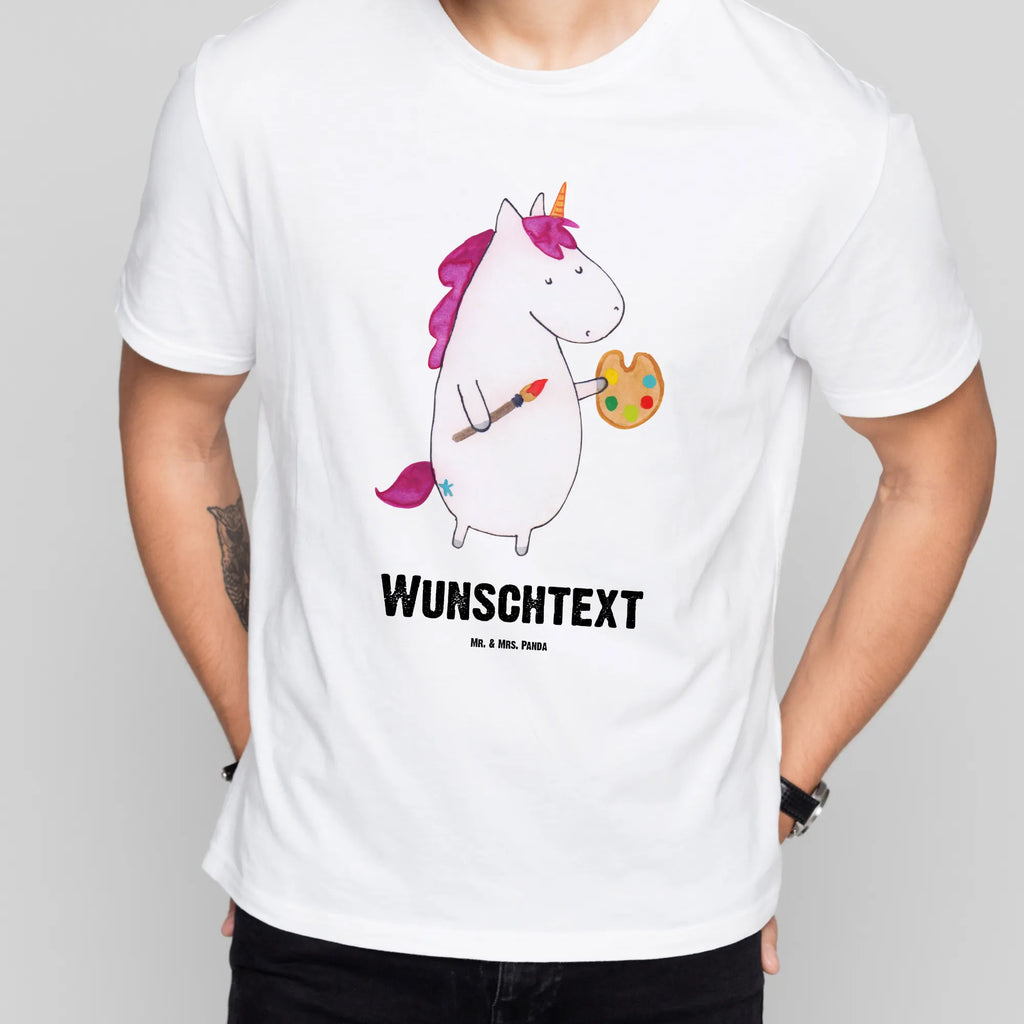 Personalisiertes T-Shirt Einhorn Künstler T-Shirt Personalisiert, T-Shirt mit Namen, T-Shirt mit Aufruck, Männer, Frauen, Wunschtext, Bedrucken, Einhorn, Einhörner, Einhorn Deko, Unicorn, Englisch, Künstler, Artist, Malen, Zeichnen, Welt, Farbe, Stift, Pinsel, Geschenk, Maler