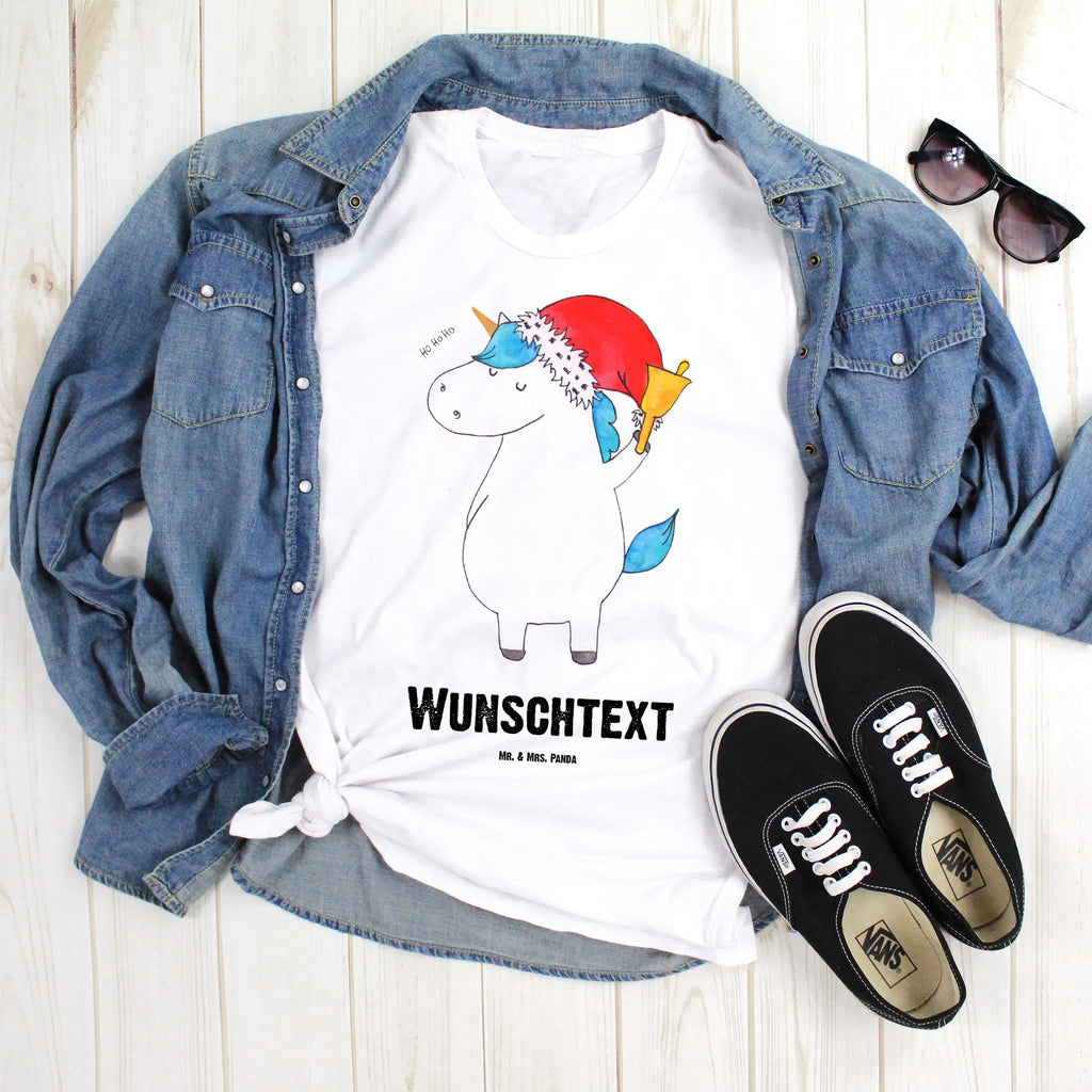 Personalisiertes T-Shirt Einhorn Weihnachtsmann T-Shirt Personalisiert, T-Shirt mit Namen, T-Shirt mit Aufruck, Männer, Frauen, Wunschtext, Bedrucken, Einhorn, Einhörner, Einhorn Deko, Pegasus, Unicorn, Gin, Schokolade, Schoki, Weihnachten, Weihnachtsmann, Nikolaus, Wunschzettel, Wunschliste, Feenstaub