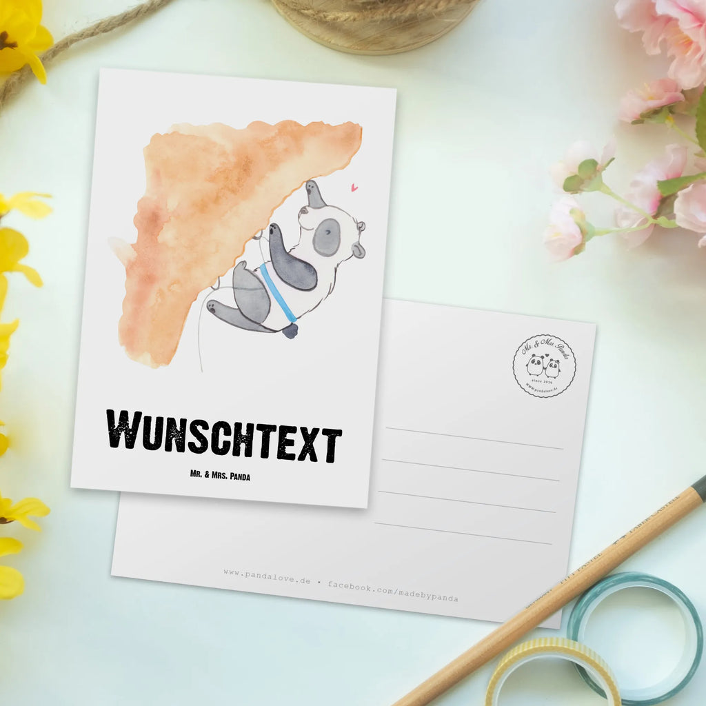 Personalisierte Postkarte Panda Klettern Postkarte mit Namen, Postkarte bedrucken, Postkarte mit Wunschtext, Postkarte personalisierbar, Geschenkkarte mit Namen, Grußkarte mit Namen, Karte mit Namen, Einladung mit Namen, Ansichtskarte mit Namen, Geschenkkarte mit Wunschtext, Grußkarte mit Wunschtext, Karte mit Wunschtext, Einladung mit Wunschtext, Ansichtskarte mit Wunschtext, Geschenk, Sport, Sportart, Hobby, Schenken, Danke, Dankeschön, Auszeichnung, Gewinn, Sportler, Klettern, Bouldern, Kletterhalle, Klettersport