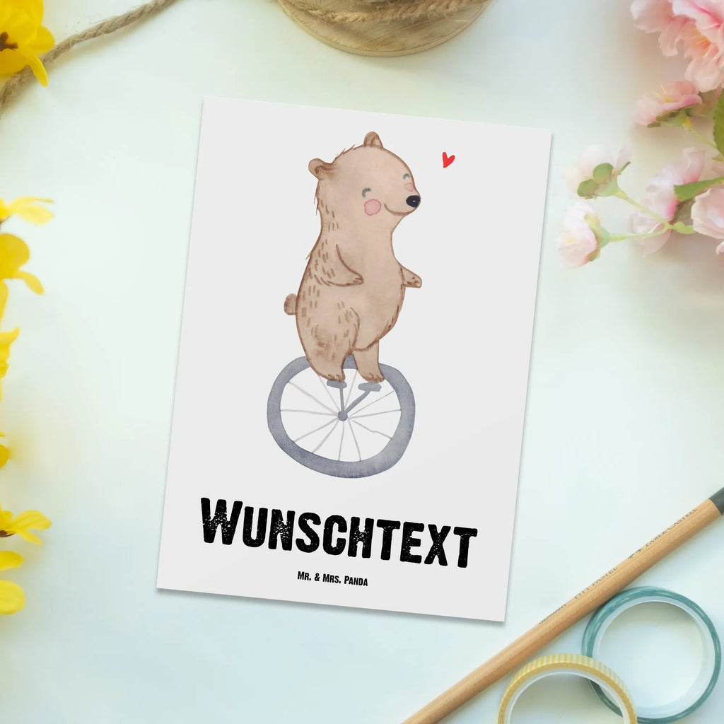 Personalisierte Postkarte Bär Einrad fahren Postkarte mit Namen, Postkarte bedrucken, Postkarte mit Wunschtext, Postkarte personalisierbar, Geschenkkarte mit Namen, Grußkarte mit Namen, Karte mit Namen, Einladung mit Namen, Ansichtskarte mit Namen, Geschenkkarte mit Wunschtext, Grußkarte mit Wunschtext, Karte mit Wunschtext, Einladung mit Wunschtext, Ansichtskarte mit Wunschtext, Geschenk, Sport, Sportart, Hobby, Schenken, Danke, Dankeschön, Auszeichnung, Gewinn, Sportler, Einrad fahren