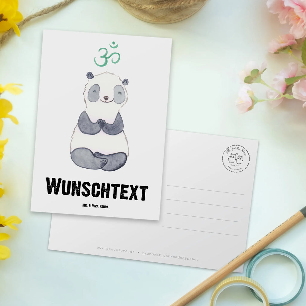 Personalisierte Postkarte Panda Meditieren Postkarte mit Namen, Postkarte bedrucken, Postkarte mit Wunschtext, Postkarte personalisierbar, Geschenkkarte mit Namen, Grußkarte mit Namen, Karte mit Namen, Einladung mit Namen, Ansichtskarte mit Namen, Geschenkkarte mit Wunschtext, Grußkarte mit Wunschtext, Karte mit Wunschtext, Einladung mit Wunschtext, Ansichtskarte mit Wunschtext, Geschenk, Sport, Sportart, Hobby, Schenken, Danke, Dankeschön, Auszeichnung, Gewinn, Sportler, Meditieren, Meditation, Meditationskurs