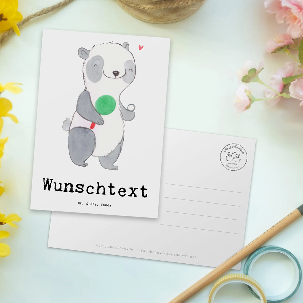 Personalisierte Postkarte Panda Tischtennis Postkarte mit Namen, Postkarte bedrucken, Postkarte mit Wunschtext, Postkarte personalisierbar, Geschenkkarte mit Namen, Grußkarte mit Namen, Karte mit Namen, Einladung mit Namen, Ansichtskarte mit Namen, Geschenkkarte mit Wunschtext, Grußkarte mit Wunschtext, Karte mit Wunschtext, Einladung mit Wunschtext, Ansichtskarte mit Wunschtext, Geschenk, Sport, Sportart, Hobby, Schenken, Danke, Dankeschön, Auszeichnung, Gewinn, Sportler, Tischtennis, Tischtennis Bund, Tischtennis Verein, Ballsport, Tischtennis Wettbewerb, Tischtennis Meisterschaft, Tischtennis Sprüche