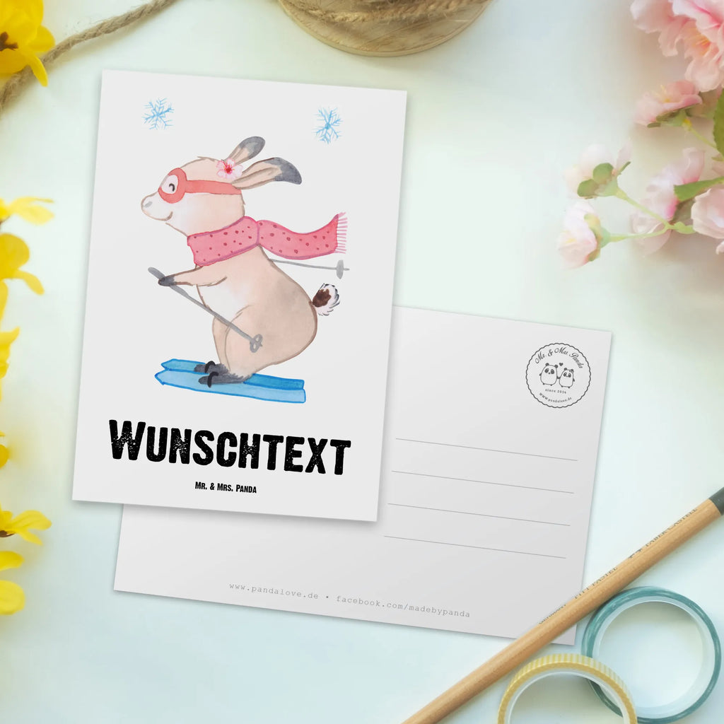 Personalisierte Postkarte Hase Skifahren Postkarte mit Namen, Postkarte bedrucken, Postkarte mit Wunschtext, Postkarte personalisierbar, Geschenkkarte mit Namen, Grußkarte mit Namen, Karte mit Namen, Einladung mit Namen, Ansichtskarte mit Namen, Geschenkkarte mit Wunschtext, Grußkarte mit Wunschtext, Karte mit Wunschtext, Einladung mit Wunschtext, Ansichtskarte mit Wunschtext, Geschenk, Sport, Sportart, Hobby, Schenken, Danke, Dankeschön, Auszeichnung, Gewinn, Sportler, Ski fahren, Skifahren, Skisport, Skiwettbewerb, Skirennen