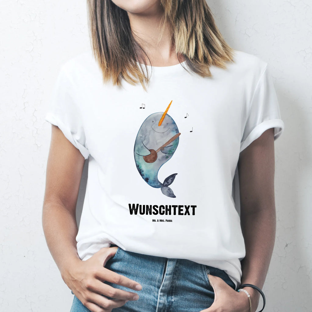 Personalisiertes T-Shirt Narwal Gitarre T-Shirt Personalisiert, T-Shirt mit Namen, T-Shirt mit Aufruck, Männer, Frauen, Wunschtext, Bedrucken, Meerestiere, Meer, Urlaub, Narwal, Wal, Tanzen, Probleme, Problemlösung, Frust, Gespräche, Gitarre