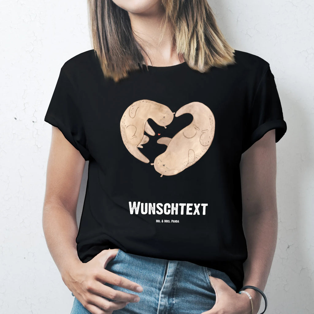 Personalisiertes T-Shirt Otter Herz T-Shirt Personalisiert, T-Shirt mit Namen, T-Shirt mit Aufruck, Männer, Frauen, Wunschtext, Bedrucken, Otter, Fischotter, Seeotter, Liebe, Herz, Liebesbeweis, Liebesgeschenk, Bessere Hälfte, Love you, Jahrestag, Hochzeitstag, Verlobung, gemeinsames Leben