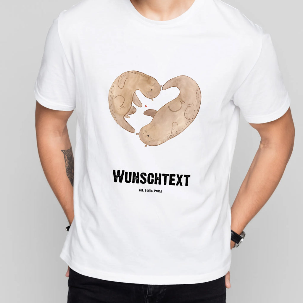 Personalisiertes T-Shirt Otter Herz T-Shirt Personalisiert, T-Shirt mit Namen, T-Shirt mit Aufruck, Männer, Frauen, Wunschtext, Bedrucken, Otter, Fischotter, Seeotter, Liebe, Herz, Liebesbeweis, Liebesgeschenk, Bessere Hälfte, Love you, Jahrestag, Hochzeitstag, Verlobung, gemeinsames Leben