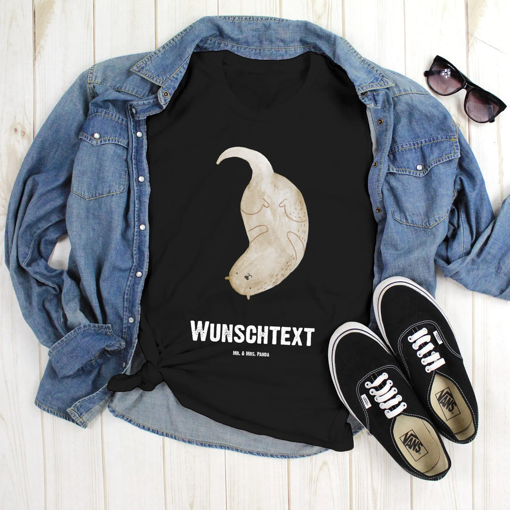 Personalisiertes T-Shirt Otter kopfüber T-Shirt Personalisiert, T-Shirt mit Namen, T-Shirt mit Aufruck, Männer, Frauen, Wunschtext, Bedrucken, Otter, Fischotter, Seeotter, Otter Seeotter See Otter