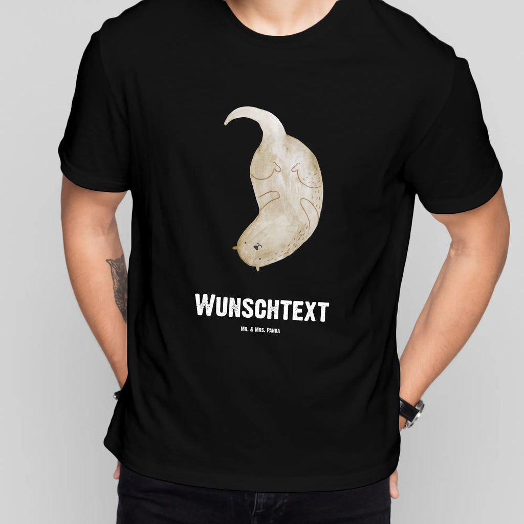 Personalisiertes T-Shirt Otter kopfüber T-Shirt Personalisiert, T-Shirt mit Namen, T-Shirt mit Aufruck, Männer, Frauen, Wunschtext, Bedrucken, Otter, Fischotter, Seeotter, Otter Seeotter See Otter