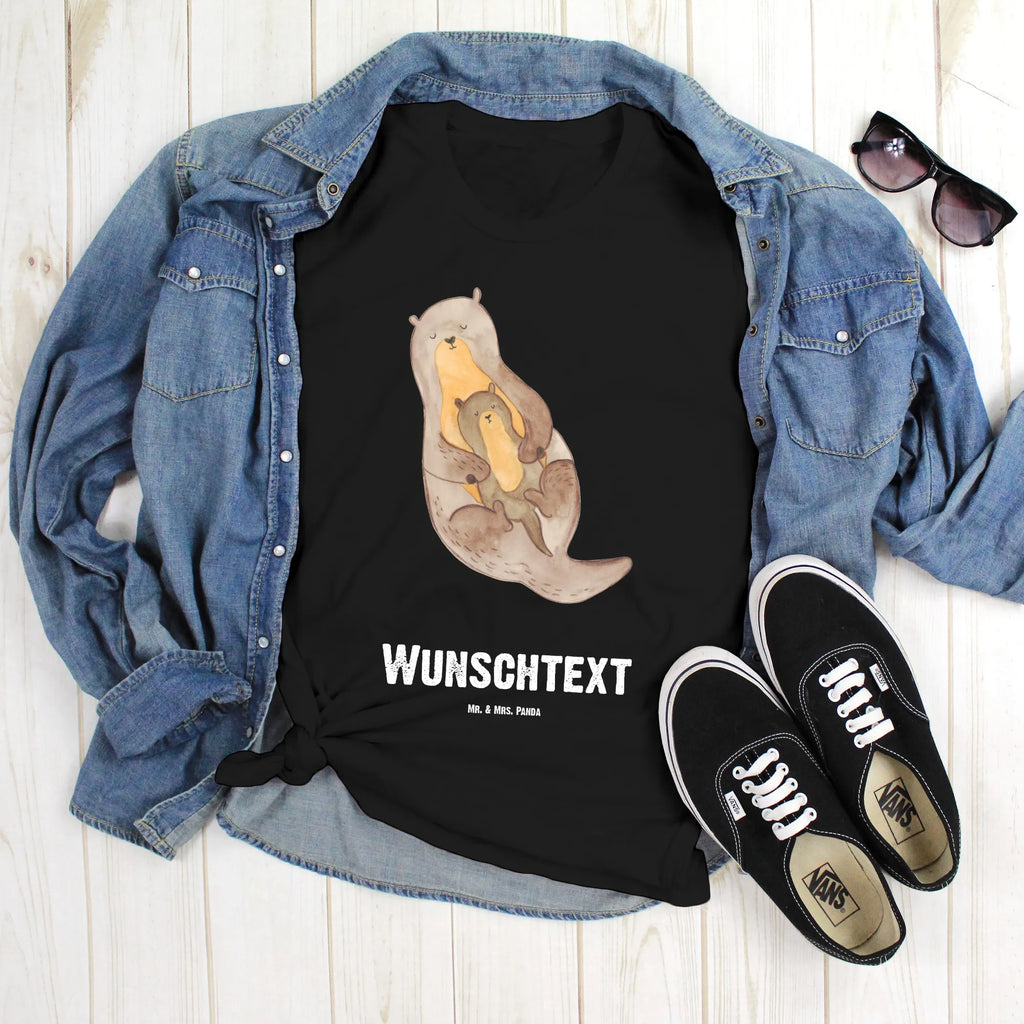 Personalisiertes T-Shirt Otter mit Kind T-Shirt Personalisiert, T-Shirt mit Namen, T-Shirt mit Aufruck, Männer, Frauen, Wunschtext, Bedrucken, Otter, Fischotter, Seeotter, Otter Seeotter See Otter