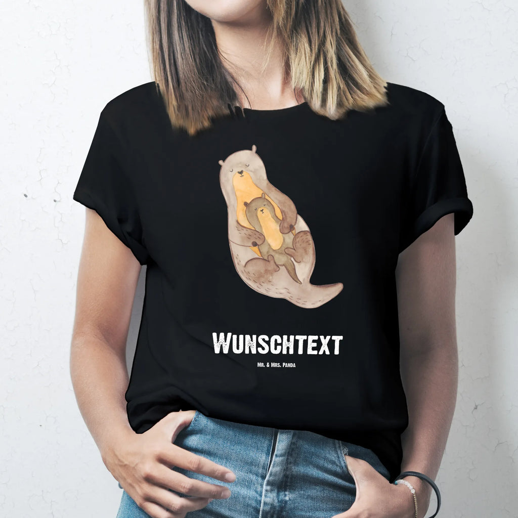 Personalisiertes T-Shirt Otter mit Kind T-Shirt Personalisiert, T-Shirt mit Namen, T-Shirt mit Aufruck, Männer, Frauen, Wunschtext, Bedrucken, Otter, Fischotter, Seeotter, Otter Seeotter See Otter