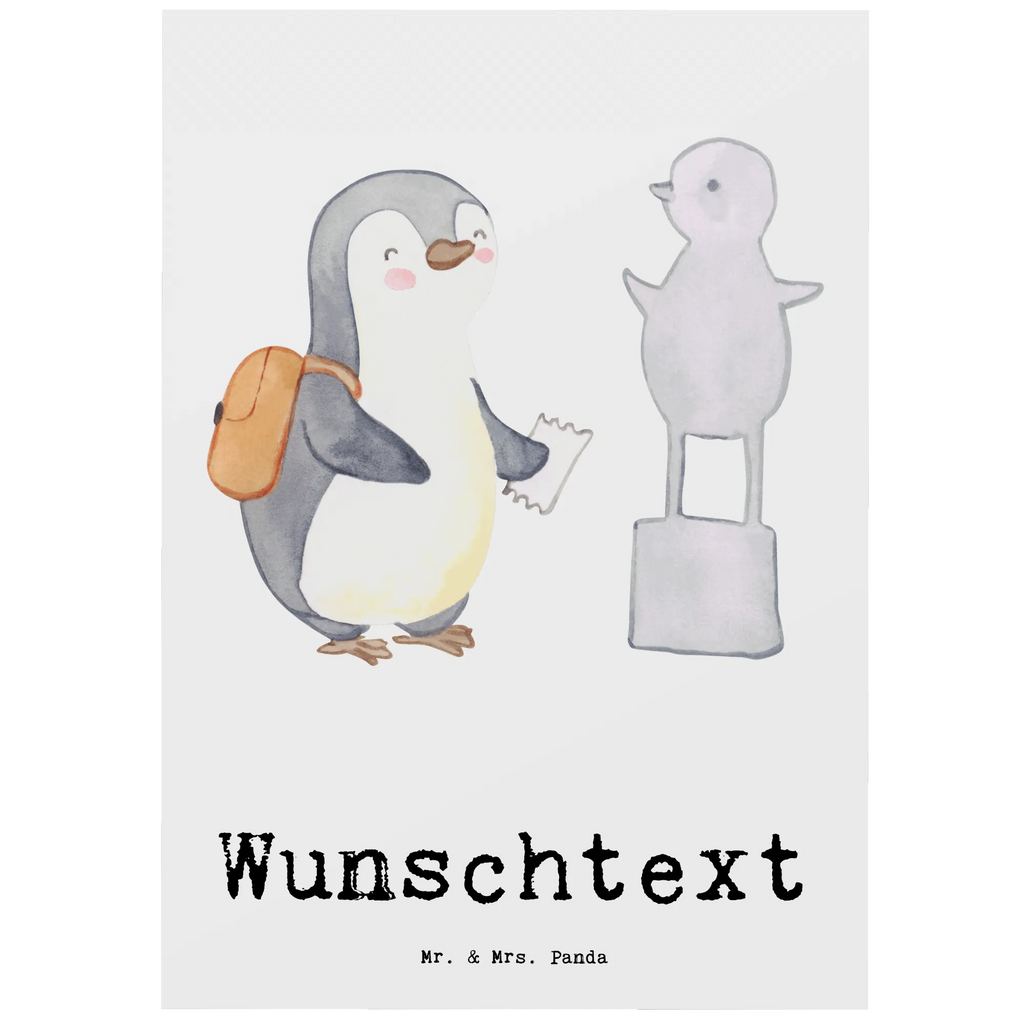 Personalisierte Postkarte Pinguin Museum besuchen Postkarte mit Namen, Postkarte bedrucken, Postkarte mit Wunschtext, Postkarte personalisierbar, Geschenkkarte mit Namen, Grußkarte mit Namen, Karte mit Namen, Einladung mit Namen, Ansichtskarte mit Namen, Geschenkkarte mit Wunschtext, Grußkarte mit Wunschtext, Karte mit Wunschtext, Einladung mit Wunschtext, Ansichtskarte mit Wunschtext, Geschenk, Sport, Sportart, Hobby, Schenken, Danke, Dankeschön, Auszeichnung, Gewinn, Sportler, Museum besuchen, Museen