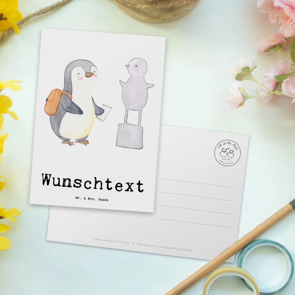 Personalisierte Postkarte Pinguin Museum besuchen Postkarte mit Namen, Postkarte bedrucken, Postkarte mit Wunschtext, Postkarte personalisierbar, Geschenkkarte mit Namen, Grußkarte mit Namen, Karte mit Namen, Einladung mit Namen, Ansichtskarte mit Namen, Geschenkkarte mit Wunschtext, Grußkarte mit Wunschtext, Karte mit Wunschtext, Einladung mit Wunschtext, Ansichtskarte mit Wunschtext, Geschenk, Sport, Sportart, Hobby, Schenken, Danke, Dankeschön, Auszeichnung, Gewinn, Sportler, Museum besuchen, Museen