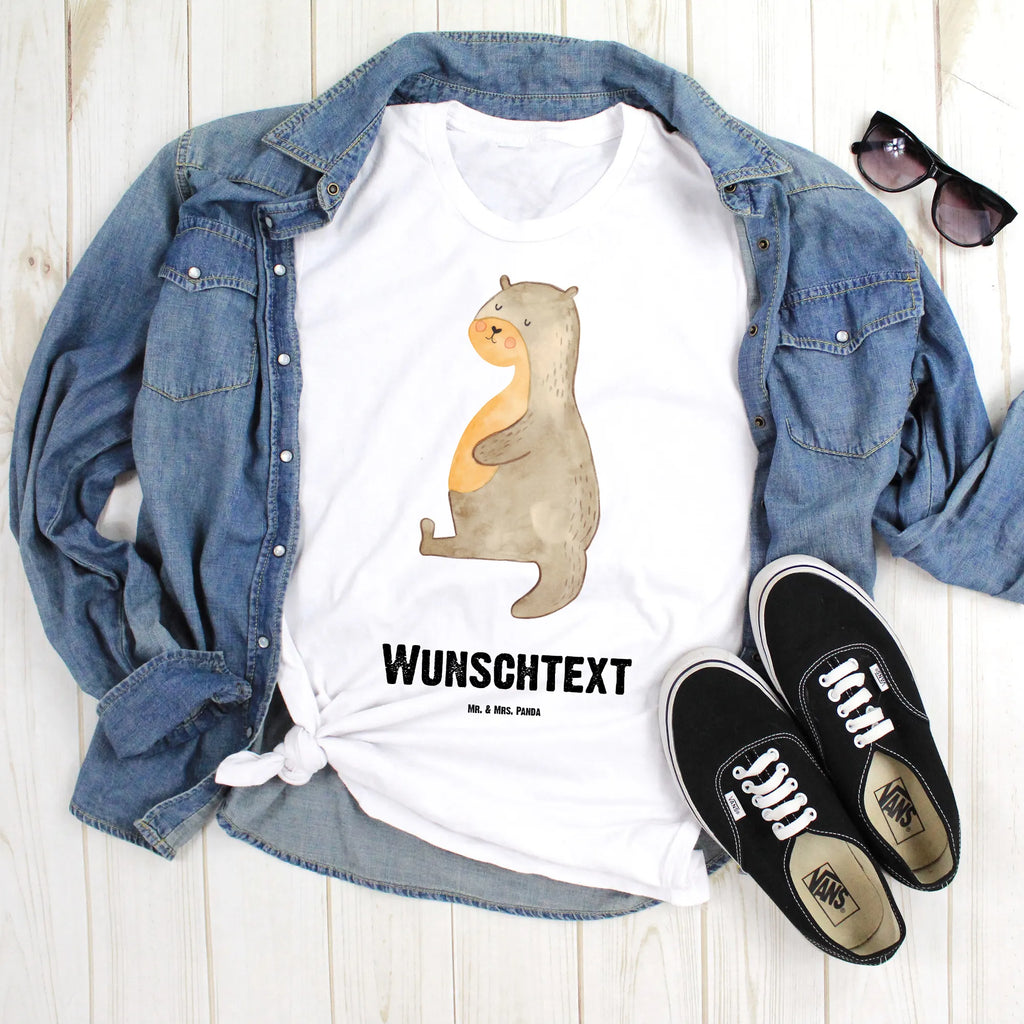 Personalisiertes T-Shirt Otter Bauch T-Shirt Personalisiert, T-Shirt mit Namen, T-Shirt mit Aufruck, Männer, Frauen, Wunschtext, Bedrucken, Otter, Fischotter, Seeotter, Otter Seeotter See Otter