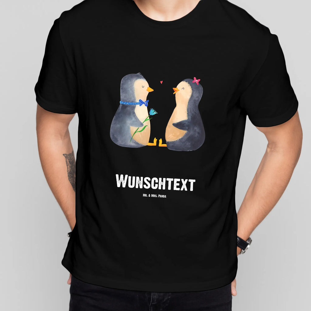 Personalisiertes T-Shirt Pinguin Pärchen T-Shirt Personalisiert, T-Shirt mit Namen, T-Shirt mit Aufruck, Männer, Frauen, Wunschtext, Bedrucken, Pinguin, Pinguine, Liebe, Liebespaar, Liebesbeweis, Liebesgeschenk, Verlobung, Jahrestag, Hochzeitstag, Hochzeit, Hochzeitsgeschenk, große Liebe, Traumpaar