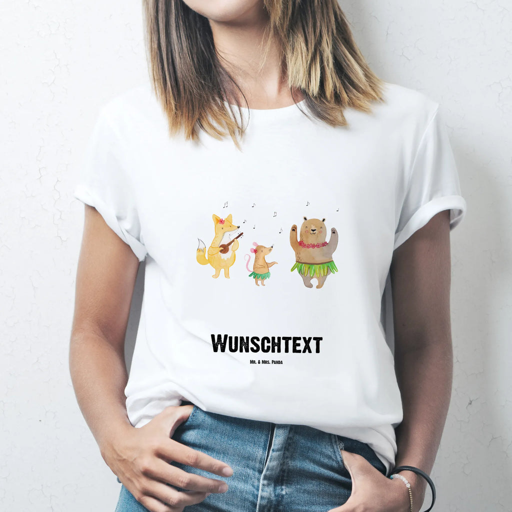 Personalisiertes T-Shirt Waldtiere Aloha T-Shirt Personalisiert, T-Shirt mit Namen, T-Shirt mit Aufruck, Männer, Frauen, Wunschtext, Bedrucken, Tiermotive, Gute Laune, lustige Sprüche, Tiere, Wald, Waldtiere, Musik, Aloha, Bär, Hase, Igel, Tanzen, Leben, Lachen