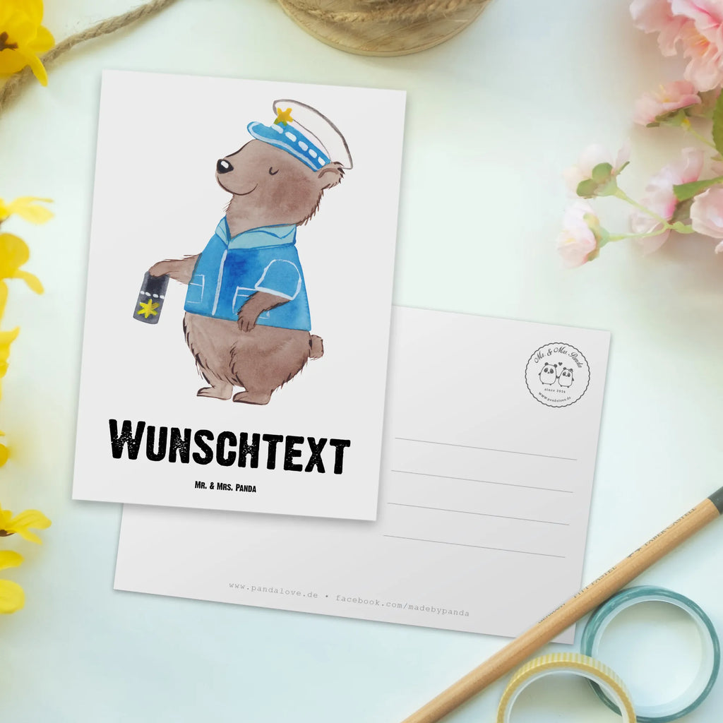 Personalisierte Postkarte Polizeivollzugsbeamter mit Herz Postkarte mit Namen, Postkarte bedrucken, Postkarte mit Wunschtext, Postkarte personalisierbar, Geschenkkarte mit Namen, Grußkarte mit Namen, Karte mit Namen, Einladung mit Namen, Ansichtskarte mit Namen, Geschenkkarte mit Wunschtext, Grußkarte mit Wunschtext, Karte mit Wunschtext, Einladung mit Wunschtext, Ansichtskarte mit Wunschtext, Beruf, Ausbildung, Jubiläum, Abschied, Rente, Kollege, Kollegin, Geschenk, Schenken, Arbeitskollege, Mitarbeiter, Firma, Danke, Dankeschön, Polizeivollzugsbeamter, Polizist, Polizei