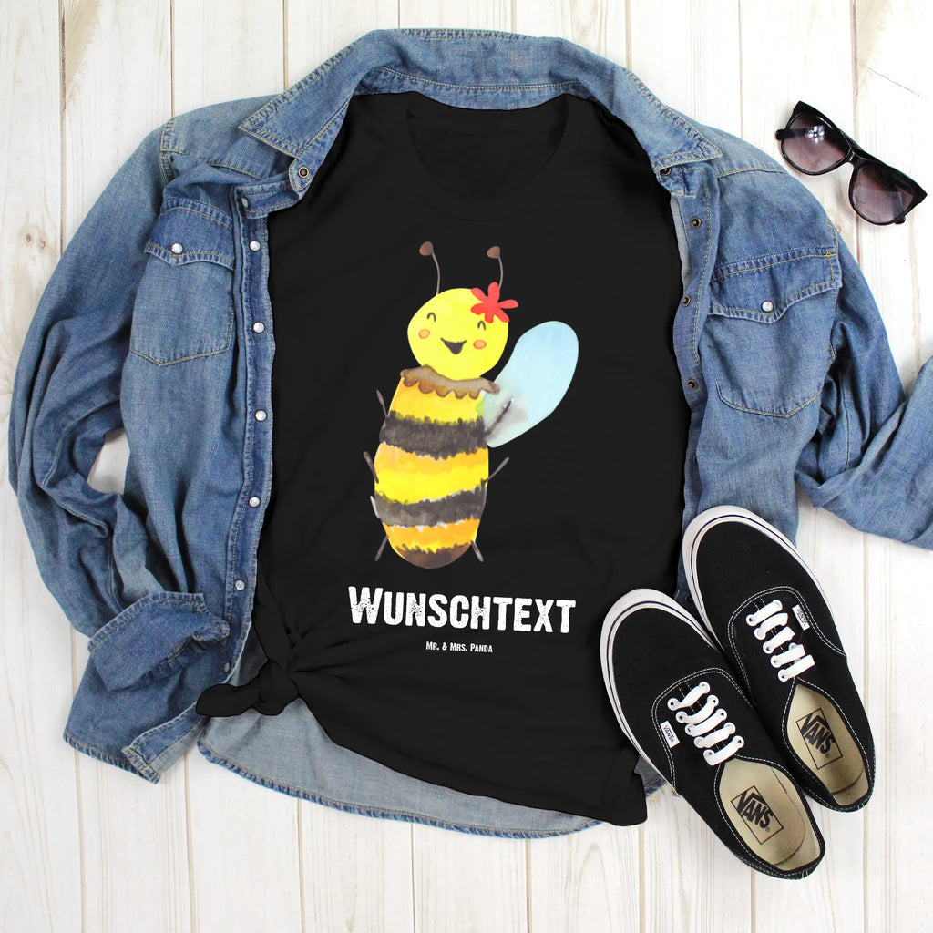 Personalisiertes T-Shirt Biene Happy T-Shirt Personalisiert, T-Shirt mit Namen, T-Shirt mit Aufruck, Männer, Frauen, Biene, Wespe, Hummel