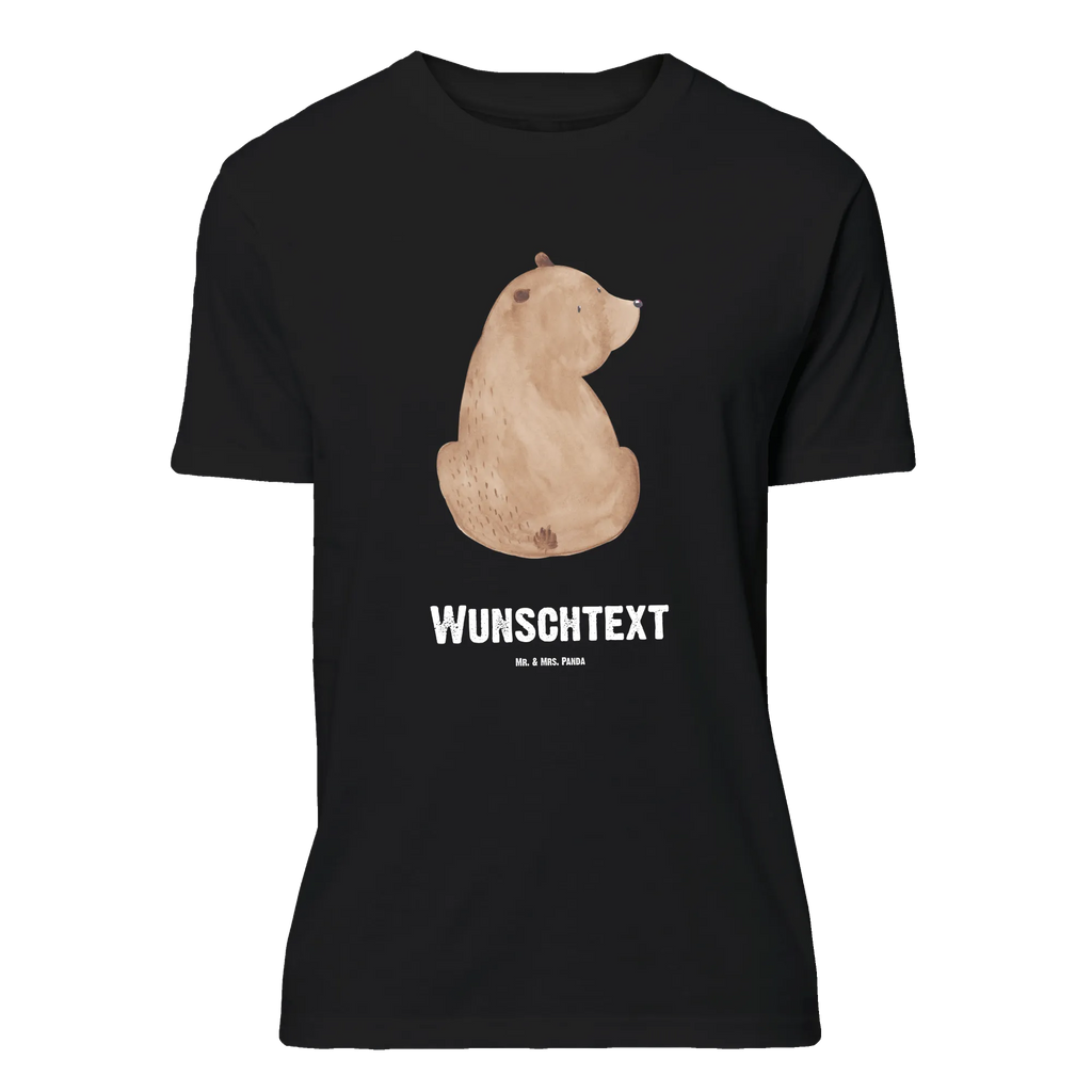 Personalisiertes T-Shirt Bär Schulterblick T-Shirt Personalisiert, T-Shirt mit Namen, T-Shirt mit Aufruck, Männer, Frauen, Wunschtext, Bedrucken, Bär, Teddy, Teddybär, Selbstachtung, Weltansicht, Motivation, Bären, Bärenliebe, Weisheit