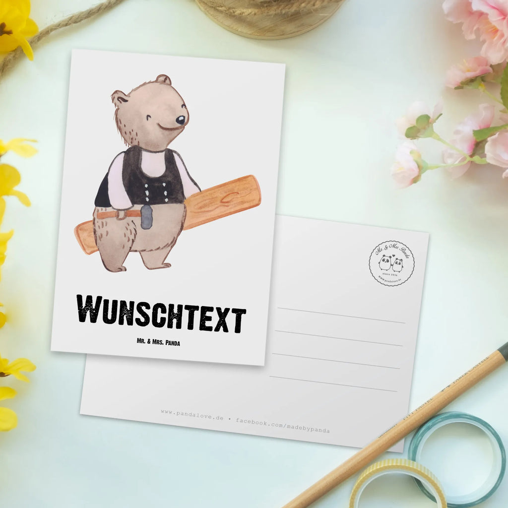 Personalisierte Postkarte Zimmermann mit Herz Postkarte mit Namen, Postkarte bedrucken, Postkarte mit Wunschtext, Postkarte personalisierbar, Geschenkkarte mit Namen, Grußkarte mit Namen, Karte mit Namen, Einladung mit Namen, Ansichtskarte mit Namen, Geschenkkarte mit Wunschtext, Grußkarte mit Wunschtext, Karte mit Wunschtext, Einladung mit Wunschtext, Ansichtskarte mit Wunschtext, Beruf, Ausbildung, Jubiläum, Abschied, Rente, Kollege, Kollegin, Geschenk, Schenken, Arbeitskollege, Mitarbeiter, Firma, Danke, Dankeschön