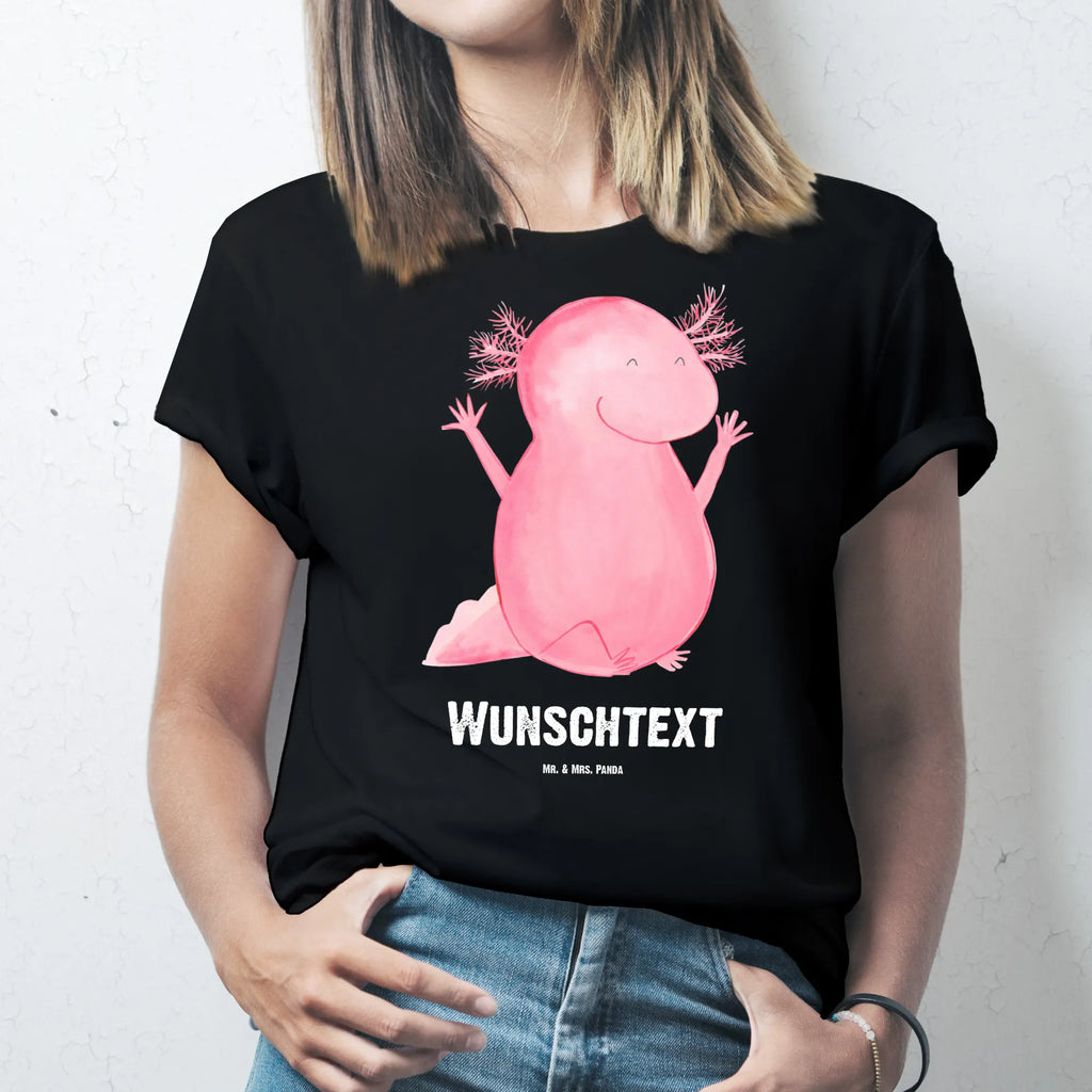 Personalisiertes T-Shirt Axolotl Hurra T-Shirt Personalisiert, T-Shirt mit Namen, T-Shirt mit Aufruck, Männer, Frauen, Wunschtext, Bedrucken, Axolotl, Molch, Axolot, Schwanzlurch, Lurch, Lurche, fröhlich, Spaß, Freude, Motivation, Zufriedenheit