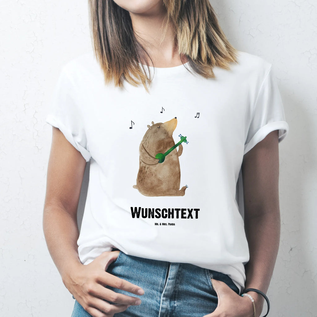 Personalisiertes T-Shirt Bär Gitarre T-Shirt Personalisiert, T-Shirt mit Namen, T-Shirt mit Aufruck, Männer, Frauen, Wunschtext, Bedrucken, Bär, Teddy, Teddybär