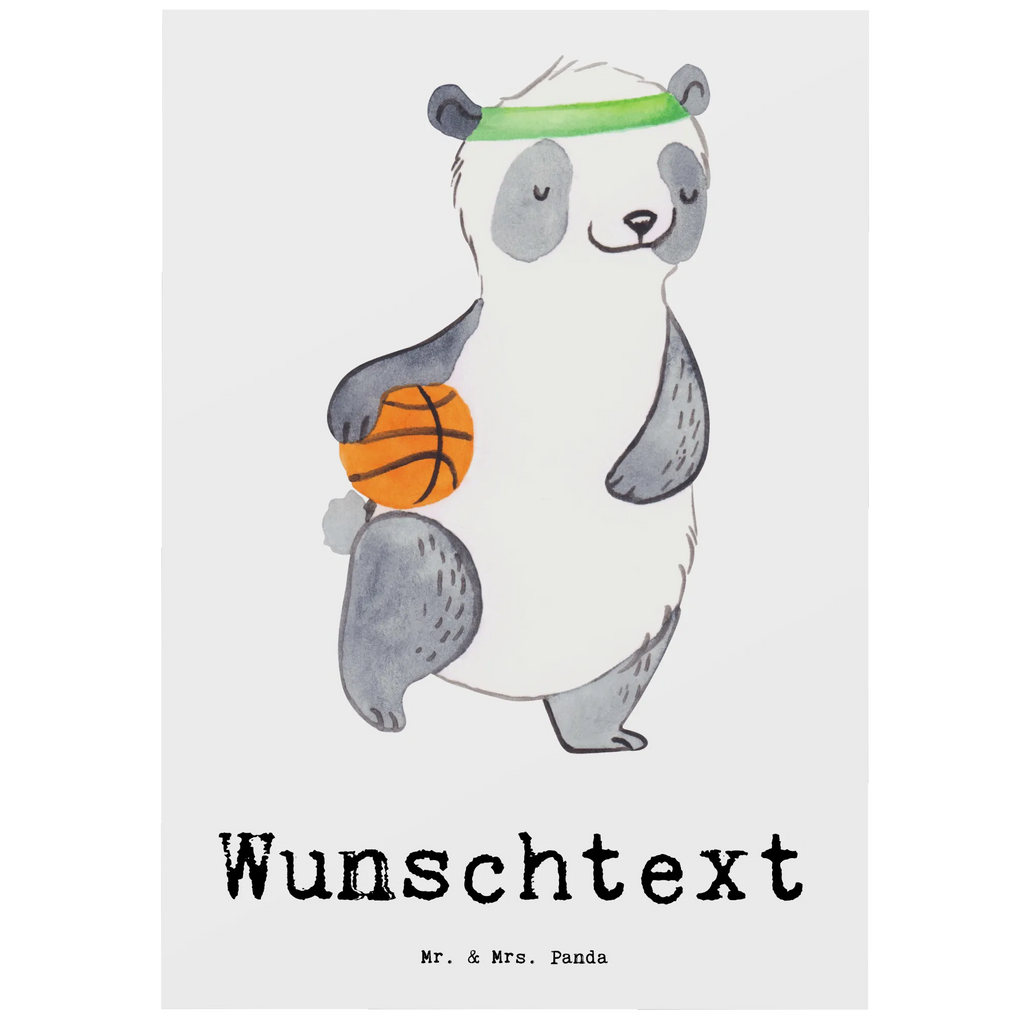 Personalisierte Postkarte Panda Basketball Postkarte mit Namen, Postkarte bedrucken, Postkarte mit Wunschtext, Postkarte personalisierbar, Geschenkkarte mit Namen, Grußkarte mit Namen, Karte mit Namen, Einladung mit Namen, Ansichtskarte mit Namen, Geschenkkarte mit Wunschtext, Grußkarte mit Wunschtext, Karte mit Wunschtext, Einladung mit Wunschtext, Ansichtskarte mit Wunschtext, Geschenk, Sport, Sportart, Hobby, Schenken, Danke, Dankeschön, Auszeichnung, Gewinn, Sportler, Basketball, Basketball Verein, Basketball Verband, Basketballplatz