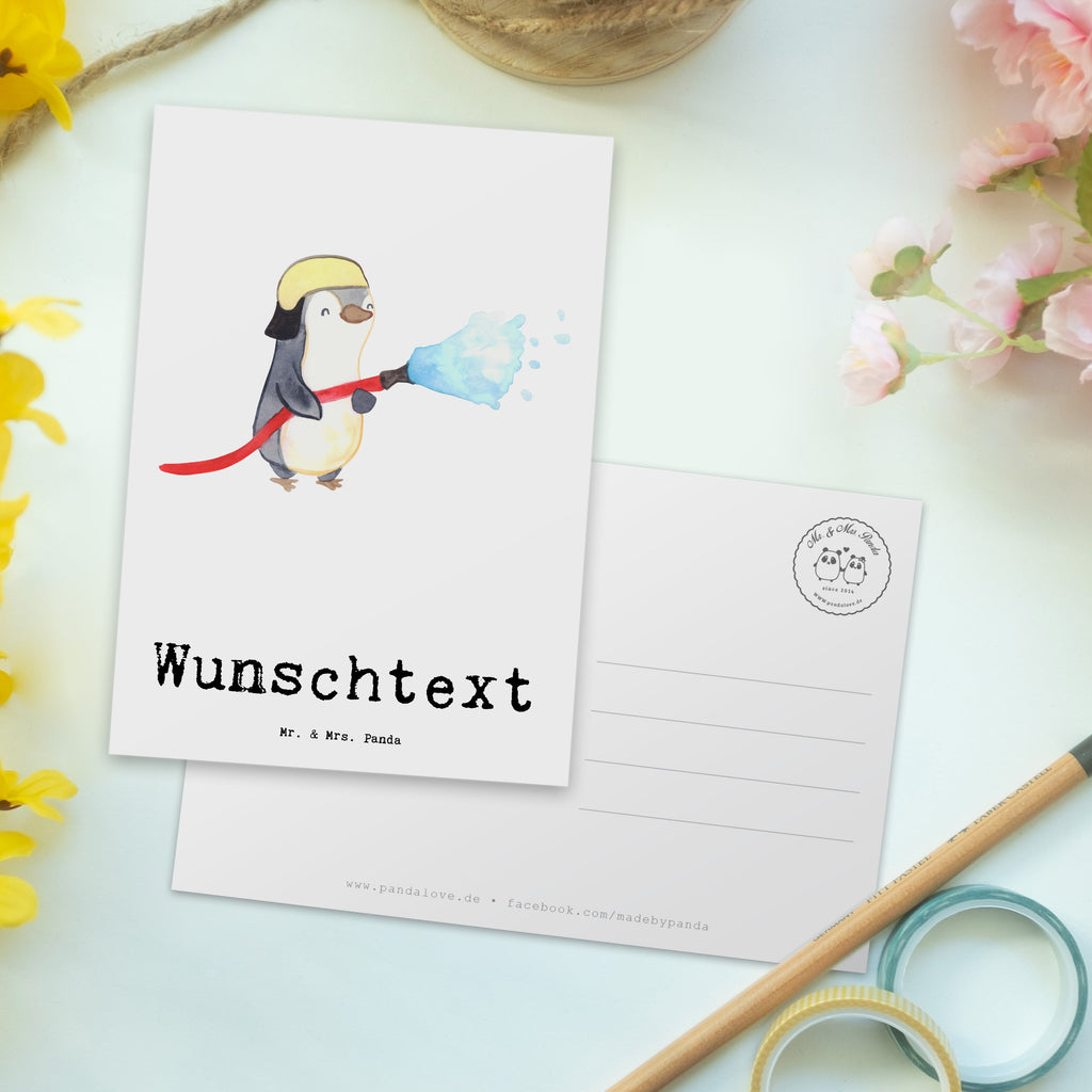 Personalisierte Postkarte Feuerwehrmann mit Herz Postkarte mit Namen, Postkarte bedrucken, Postkarte mit Wunschtext, Postkarte personalisierbar, Geschenkkarte mit Namen, Grußkarte mit Namen, Karte mit Namen, Einladung mit Namen, Ansichtskarte mit Namen, Geschenkkarte mit Wunschtext, Grußkarte mit Wunschtext, Karte mit Wunschtext, Einladung mit Wunschtext, Ansichtskarte mit Wunschtext, Beruf, Ausbildung, Jubiläum, Abschied, Rente, Kollege, Kollegin, Geschenk, Schenken, Arbeitskollege, Mitarbeiter, Firma, Danke, Dankeschön, Feuerwehrmann, Feuerwehrhauptmann, Brandschutz, Feuerwehr, freiwillige Feuerwehr