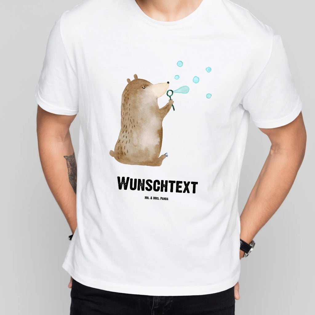 Personalisiertes T-Shirt Bär Seifenblasen T-Shirt Personalisiert, T-Shirt mit Namen, T-Shirt mit Aufruck, Männer, Frauen, Wunschtext, Bedrucken, Bär, Teddy, Teddybär, Seifenblasen Bär Lustig Sein Glücklich Traurig Happy