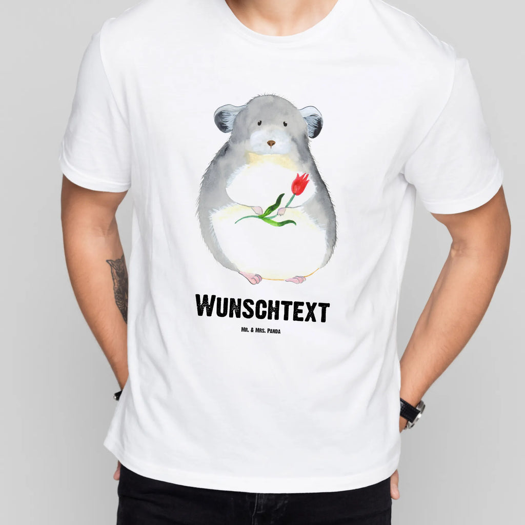 Personalisiertes T-Shirt Chinchilla mit Blume T-Shirt Personalisiert, T-Shirt mit Namen, T-Shirt mit Aufruck, Männer, Frauen, Wunschtext, Bedrucken, Tiermotive, Gute Laune, lustige Sprüche, Tiere, Chinchilla, Chinchillas, Liebeskummer, Kummer, Depressionen, traurig sein, Chaos, Glücklichsein, Büro, Büroalltag