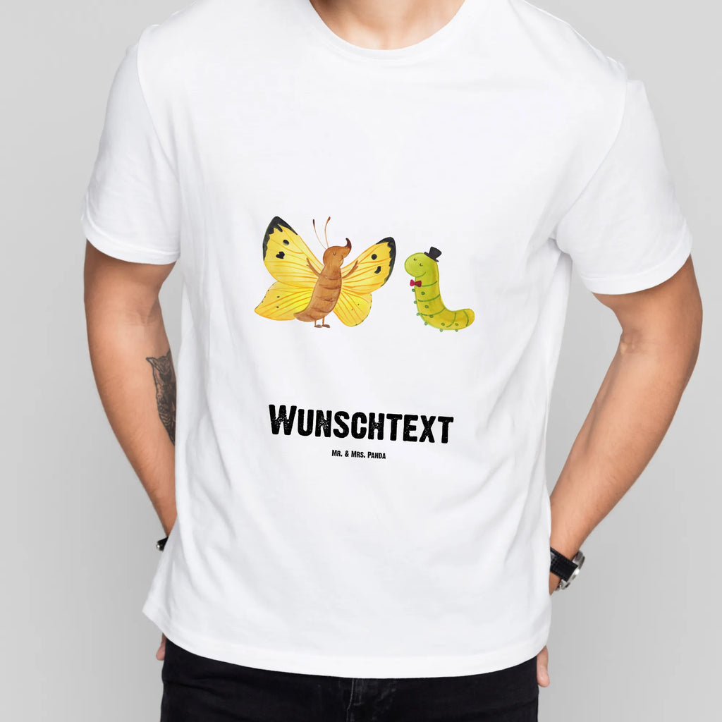 Personalisiertes T-Shirt Raupe & Schmetterling T-Shirt Personalisiert, T-Shirt mit Namen, T-Shirt mit Aufruck, Männer, Frauen, Wunschtext, Bedrucken, Tiermotive, Gute Laune, lustige Sprüche, Tiere, Raupe, Schmetterling, Zitronenfalter, Entwicklung, Erwachsen werden, Kokon, Hut, Hütchen, Schönheit, Aufwachsen