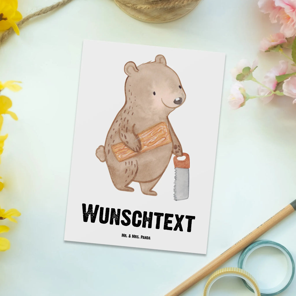 Personalisierte Postkarte Tischler mit Herz Postkarte mit Namen, Postkarte bedrucken, Postkarte mit Wunschtext, Postkarte personalisierbar, Geschenkkarte mit Namen, Grußkarte mit Namen, Karte mit Namen, Einladung mit Namen, Ansichtskarte mit Namen, Geschenkkarte mit Wunschtext, Grußkarte mit Wunschtext, Karte mit Wunschtext, Einladung mit Wunschtext, Ansichtskarte mit Wunschtext, Beruf, Ausbildung, Jubiläum, Abschied, Rente, Kollege, Kollegin, Geschenk, Schenken, Arbeitskollege, Mitarbeiter, Firma, Danke, Dankeschön