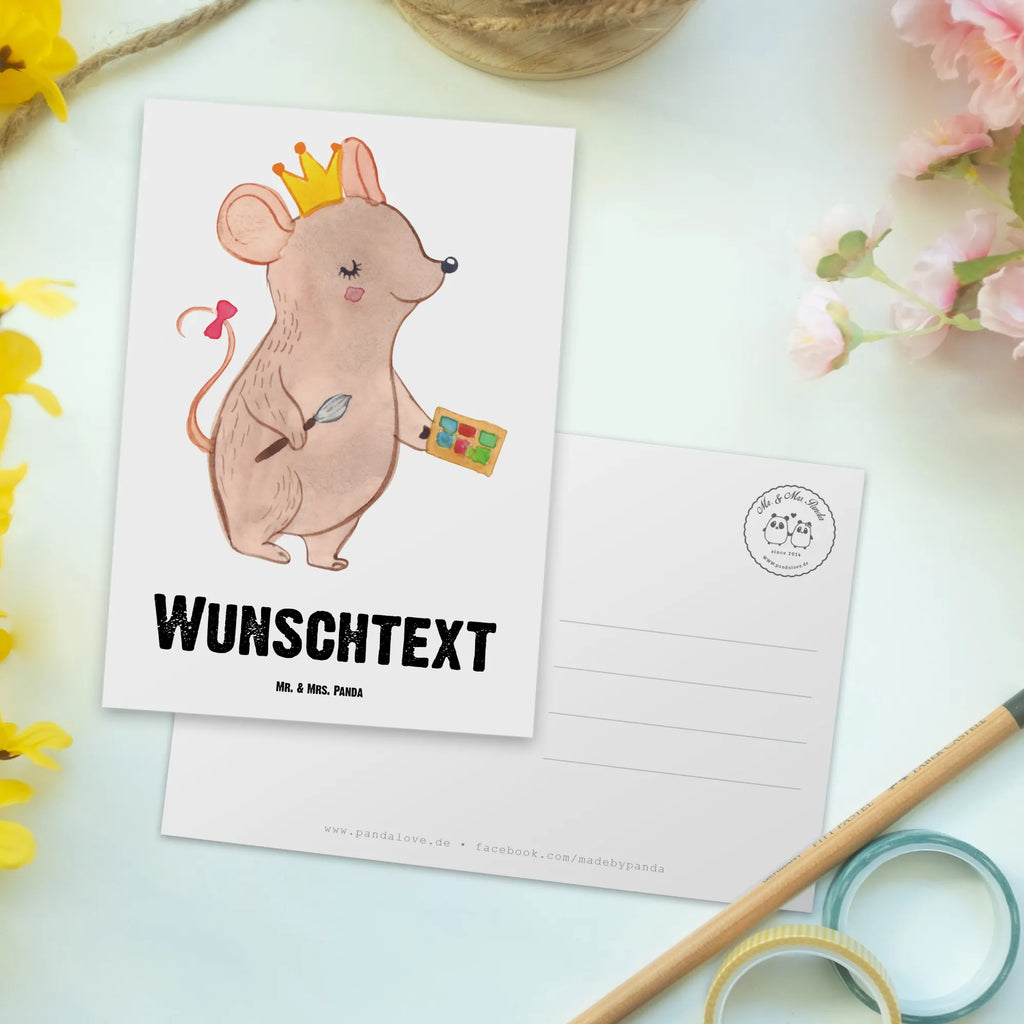 Personalisierte Postkarte Maskenbildnerin mit Herz Postkarte mit Namen, Postkarte bedrucken, Postkarte mit Wunschtext, Postkarte personalisierbar, Geschenkkarte mit Namen, Grußkarte mit Namen, Karte mit Namen, Einladung mit Namen, Ansichtskarte mit Namen, Geschenkkarte mit Wunschtext, Grußkarte mit Wunschtext, Karte mit Wunschtext, Einladung mit Wunschtext, Ansichtskarte mit Wunschtext, Beruf, Ausbildung, Jubiläum, Abschied, Rente, Kollege, Kollegin, Geschenk, Schenken, Arbeitskollege, Mitarbeiter, Firma, Danke, Dankeschön, Kosmetikerin, Make Up Artist, Maskenbildnerin, Visagistin, Beauty Salon, Kosmetikstudio, Eröffnung