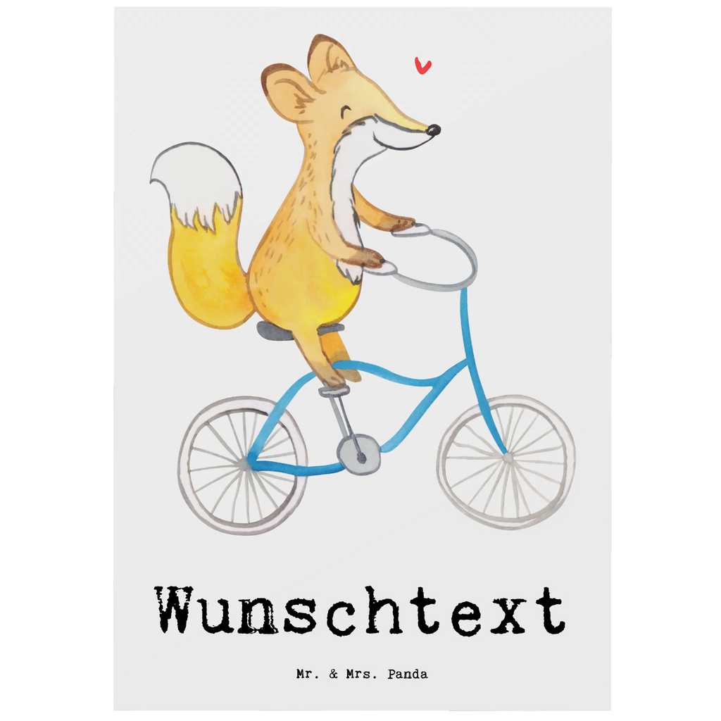 Personalisierte Postkarte Fuchs Fahrrad fahren Postkarte mit Namen, Postkarte bedrucken, Postkarte mit Wunschtext, Postkarte personalisierbar, Geschenkkarte mit Namen, Grußkarte mit Namen, Karte mit Namen, Einladung mit Namen, Ansichtskarte mit Namen, Geschenkkarte mit Wunschtext, Grußkarte mit Wunschtext, Karte mit Wunschtext, Einladung mit Wunschtext, Ansichtskarte mit Wunschtext, Geschenk, Sport, Sportart, Hobby, Schenken, Danke, Dankeschön, Auszeichnung, Gewinn, Sportler, Fahrrad fahren, Radeln, Trekking, Mountainbiking, Radsport