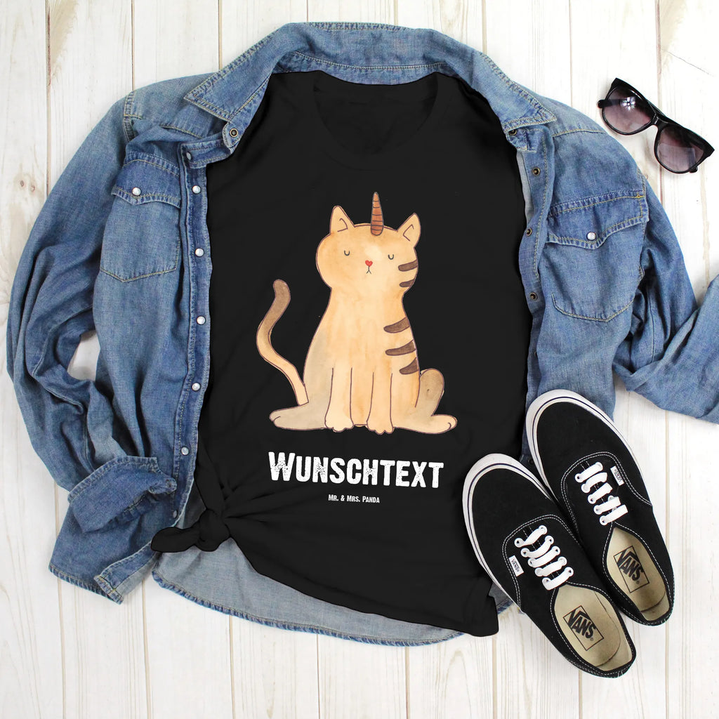 Personalisiertes T-Shirt Einhorn Katze T-Shirt Personalisiert, T-Shirt mit Namen, T-Shirt mit Aufruck, Männer, Frauen, Wunschtext, Bedrucken, Einhorn, Einhörner, Einhorn Deko, Unicorn, Katzer, Mieze, Regenbogen, Glitzer, Einhornpower, Erwachsenwerden, Katze, Katzenhorn, Einhornkatze, Kittyhorn