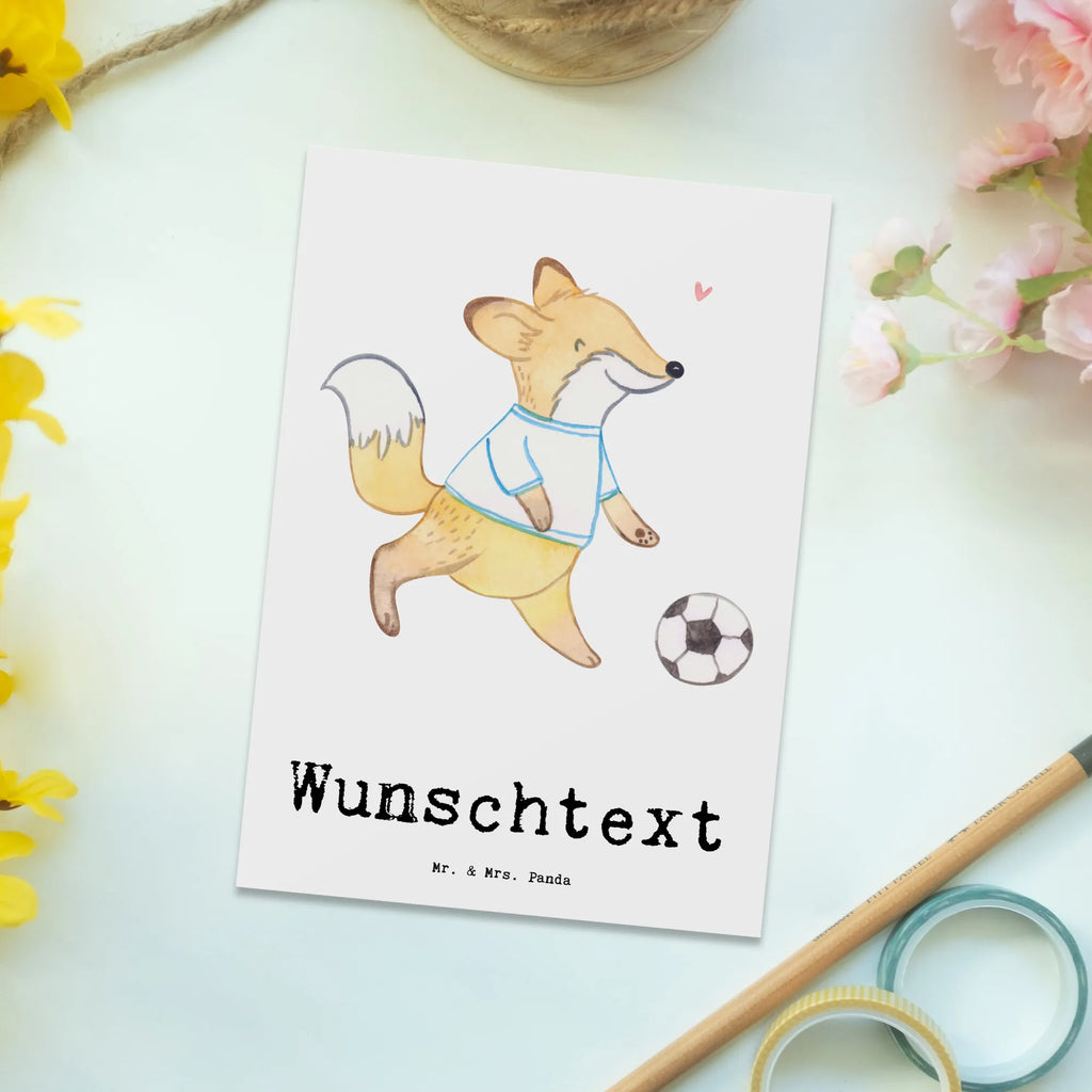 Personalisierte Postkarte Fuchs Fußball spielen Postkarte mit Namen, Postkarte bedrucken, Postkarte mit Wunschtext, Postkarte personalisierbar, Geschenkkarte mit Namen, Grußkarte mit Namen, Karte mit Namen, Einladung mit Namen, Ansichtskarte mit Namen, Geschenkkarte mit Wunschtext, Grußkarte mit Wunschtext, Karte mit Wunschtext, Einladung mit Wunschtext, Ansichtskarte mit Wunschtext, Geschenk, Sport, Sportart, Hobby, Schenken, Danke, Dankeschön, Auszeichnung, Gewinn, Sportler, Fußball spielen, Fußballtraining, Fußballverein, Fußballmannschaft, Fußball Turnier, Punktspiele, Fußball