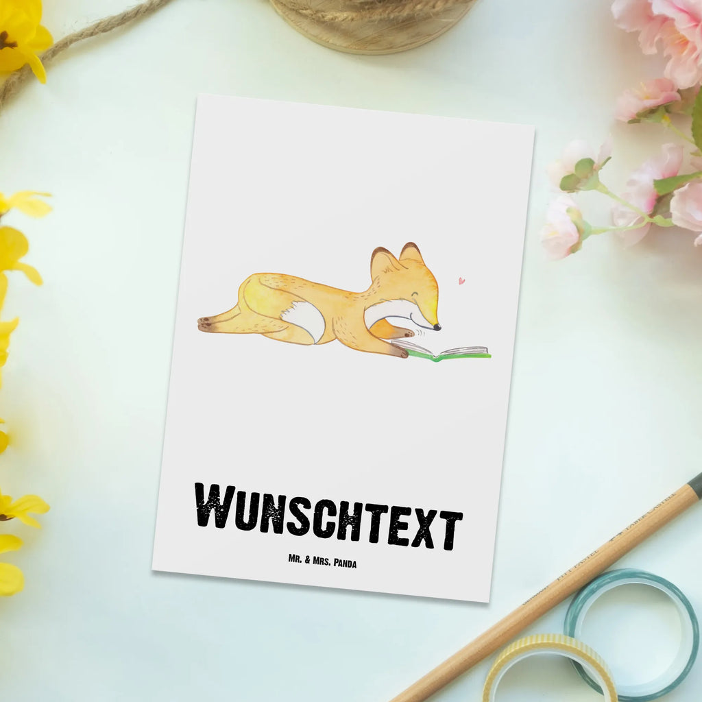 Personalisierte Postkarte Fuchs Lesen Postkarte mit Namen, Postkarte bedrucken, Postkarte mit Wunschtext, Postkarte personalisierbar, Geschenkkarte mit Namen, Grußkarte mit Namen, Karte mit Namen, Einladung mit Namen, Ansichtskarte mit Namen, Geschenkkarte mit Wunschtext, Grußkarte mit Wunschtext, Karte mit Wunschtext, Einladung mit Wunschtext, Ansichtskarte mit Wunschtext, Geschenk, Sport, Sportart, Hobby, Schenken, Danke, Dankeschön, Auszeichnung, Gewinn, Sportler, lesen, Bücher lesen, Bücherwurm