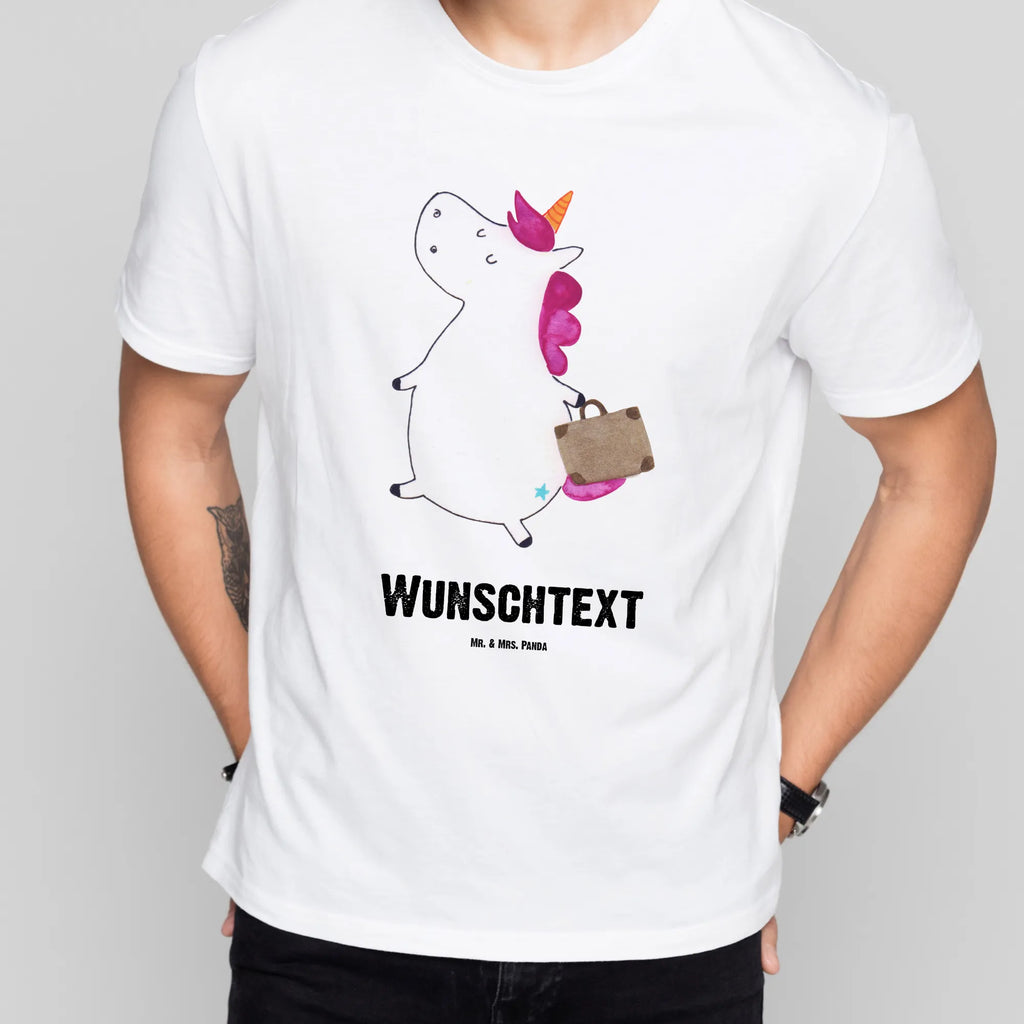 Personalisiertes T-Shirt Einhorn Koffer T-Shirt Personalisiert, T-Shirt mit Namen, T-Shirt mit Aufruck, Männer, Frauen, Wunschtext, Bedrucken, Einhorn, Einhörner, Einhorn Deko, Pegasus, Unicorn, unicorn, Koffer, Verreisen, Reise, Gepäck, Abenteuer, Erwachsen, Kind, albern, Spaß, lustig, witzig