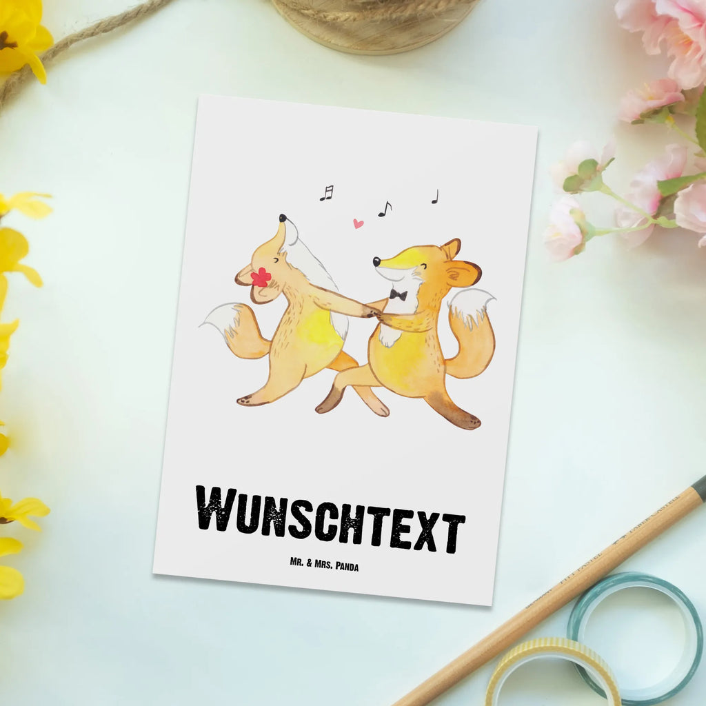 Personalisierte Postkarte Füchse Salsa tanzen Postkarte mit Namen, Postkarte bedrucken, Postkarte mit Wunschtext, Postkarte personalisierbar, Geschenkkarte mit Namen, Grußkarte mit Namen, Karte mit Namen, Einladung mit Namen, Ansichtskarte mit Namen, Geschenkkarte mit Wunschtext, Grußkarte mit Wunschtext, Karte mit Wunschtext, Einladung mit Wunschtext, Ansichtskarte mit Wunschtext, Geschenk, Sport, Sportart, Hobby, Schenken, Danke, Dankeschön, Auszeichnung, Gewinn, Sportler, Salsa tanzen, Tanzschule, Tanzen, Tanzkurs