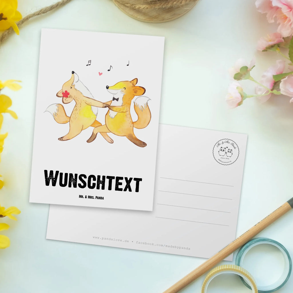 Personalisierte Postkarte Füchse Salsa tanzen Postkarte mit Namen, Postkarte bedrucken, Postkarte mit Wunschtext, Postkarte personalisierbar, Geschenkkarte mit Namen, Grußkarte mit Namen, Karte mit Namen, Einladung mit Namen, Ansichtskarte mit Namen, Geschenkkarte mit Wunschtext, Grußkarte mit Wunschtext, Karte mit Wunschtext, Einladung mit Wunschtext, Ansichtskarte mit Wunschtext, Geschenk, Sport, Sportart, Hobby, Schenken, Danke, Dankeschön, Auszeichnung, Gewinn, Sportler, Salsa tanzen, Tanzschule, Tanzen, Tanzkurs