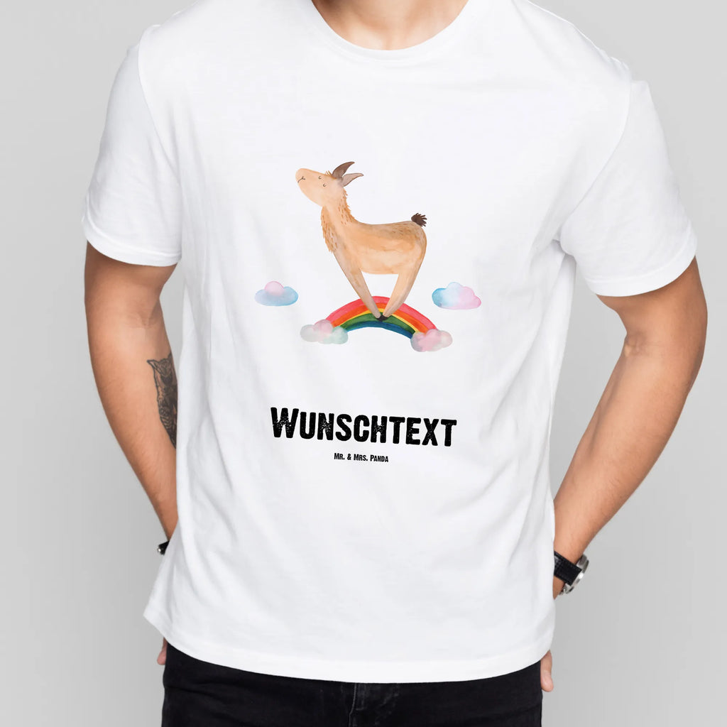 Personalisiertes T-Shirt Lama Regenbogen T-Shirt Personalisiert, T-Shirt mit Namen, T-Shirt mit Aufruck, Männer, Frauen, Wunschtext, Bedrucken, Lama, Alpaka, Lamas, Regenbogen, Haters gonna hate, Haters, Selbstständig, Außenseiter, Schule, Abi, Hobby, Wolkenland, Freiheit