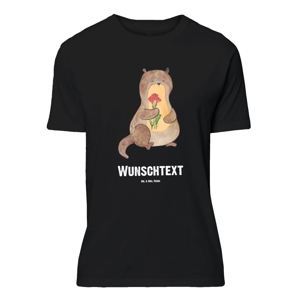 Personalisiertes T-Shirt Otter Blumenstrauß T-Shirt Personalisiert, T-Shirt mit Namen, T-Shirt mit Aufruck, Männer, Frauen, Wunschtext, Bedrucken, Otter, Fischotter, Seeotter, Otter Seeotter See Otter