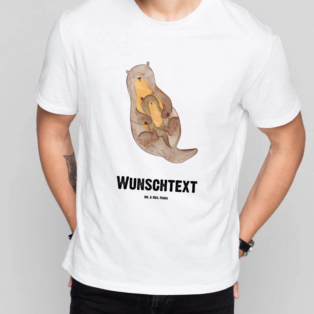 Personalisiertes T-Shirt Otter mit Kind T-Shirt Personalisiert, T-Shirt mit Namen, T-Shirt mit Aufruck, Männer, Frauen, Wunschtext, Bedrucken, Otter, Fischotter, Seeotter, Otter Seeotter See Otter