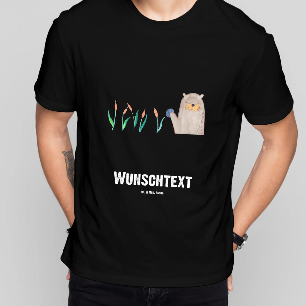 Personalisiertes T-Shirt Otter mit Stein T-Shirt Personalisiert, T-Shirt mit Namen, T-Shirt mit Aufruck, Männer, Frauen, Wunschtext, Bedrucken, Otter, Fischotter, Seeotter, Otter Seeotter See Otter